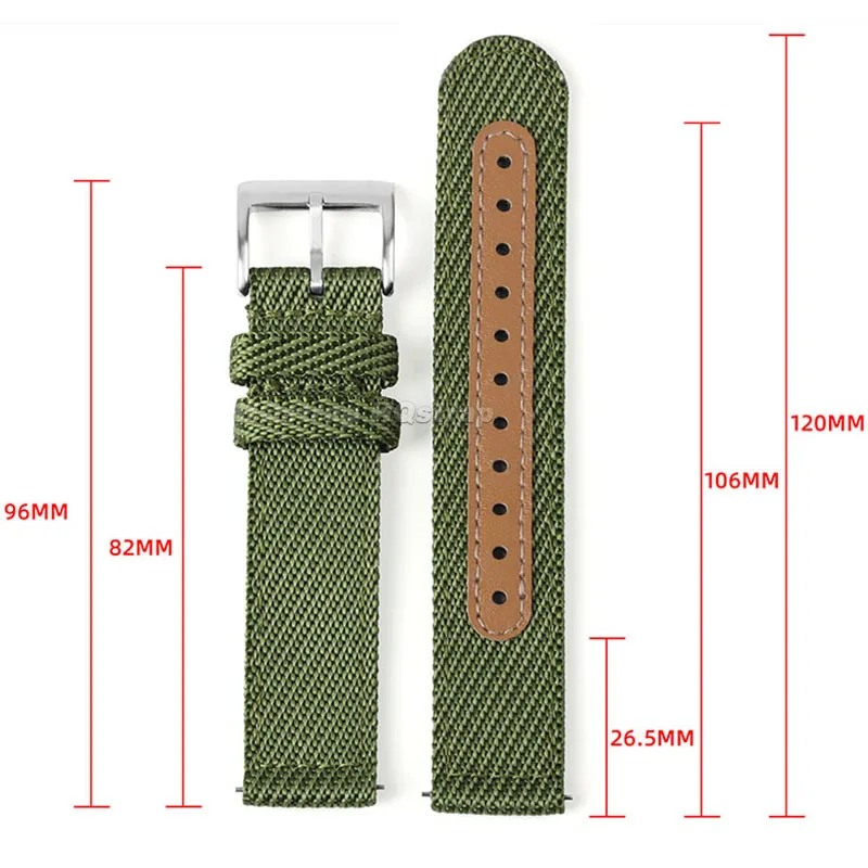 النايلون حلقة من جلد 18 مللي متر 20 مللي متر 22 مللي متر جودة عالية حزام عالمي ل رولكس لسامسونج غالاكسي سوار الإفراج السريع معصمه #6