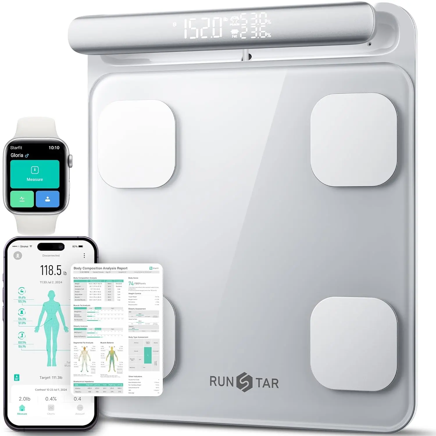 

Smart Scale for Body Weight and Fat Percentage, 8-Electrode Digital Bathroom Scale with BMI, Body Fat & Muscle Mass Analysis