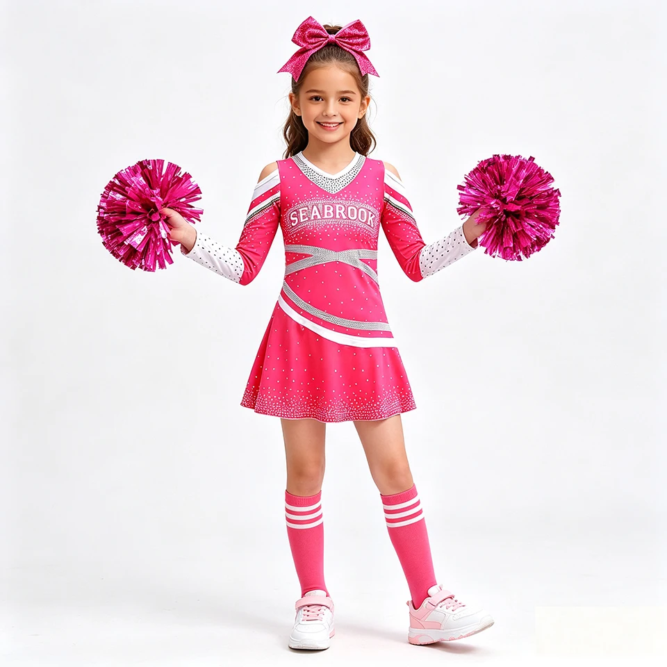 Zombies Girls Cheerleading Dress Halloween Cosplay Cheerleader Performance Costume Carnival Kids School Sports Cheer Uniform