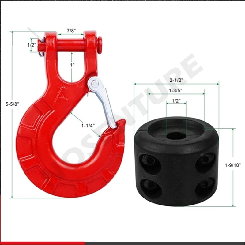 Forged Trailer Hook Winch Stopper Clevis Slip Hook with Safety Latch 3/8