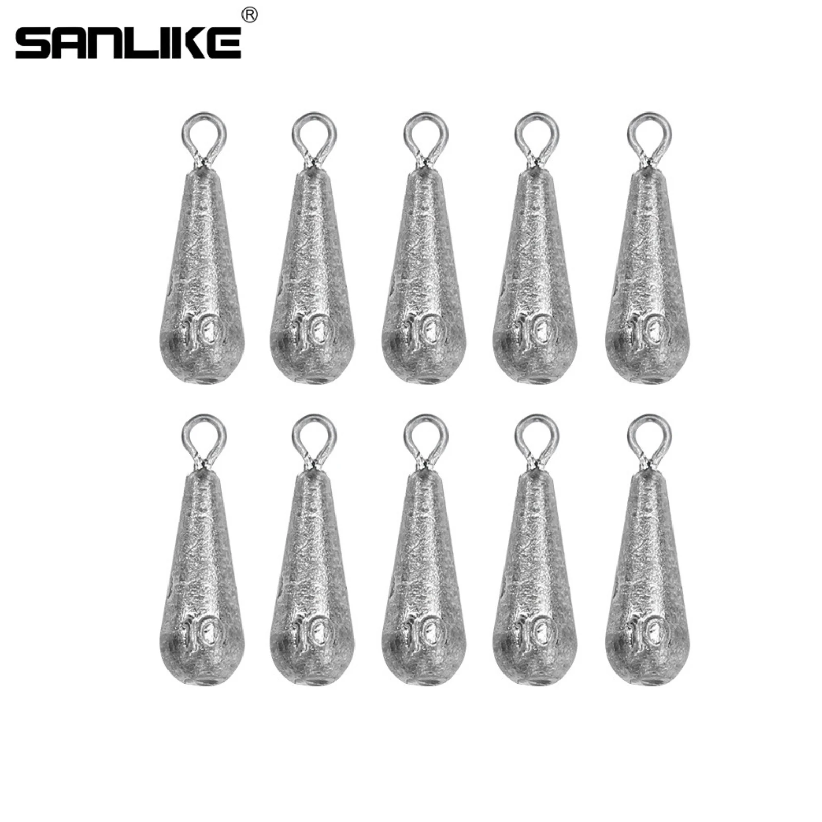

SANLIKE 10pcs Fishing Sinkers With Rings Drop Shot Weights (10g-120g) Low Water Resistance For Sea Casting Fishing Accessories