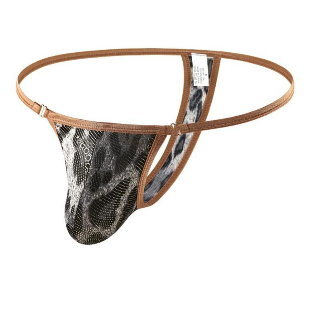 Lingerie masculina impressão tanga briefs g-string tanga briefs masculino sexy bikini bulge bolsa roupa interior tecido de náilon padrão de impressão