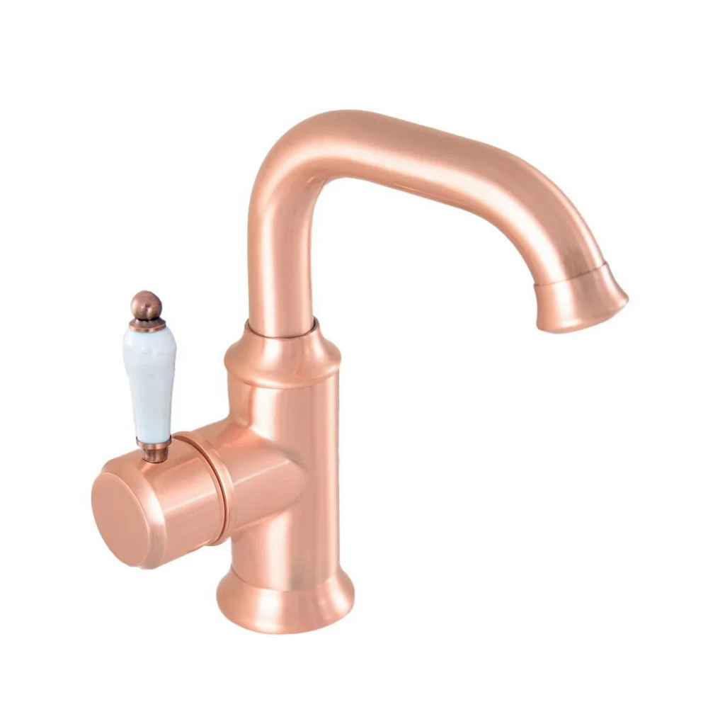 

Античный красный медный латунный кухонный мокрый бар, смеситель для раковины в ванной комнате, поворотный излив с одним отверстием, смеситель asf944