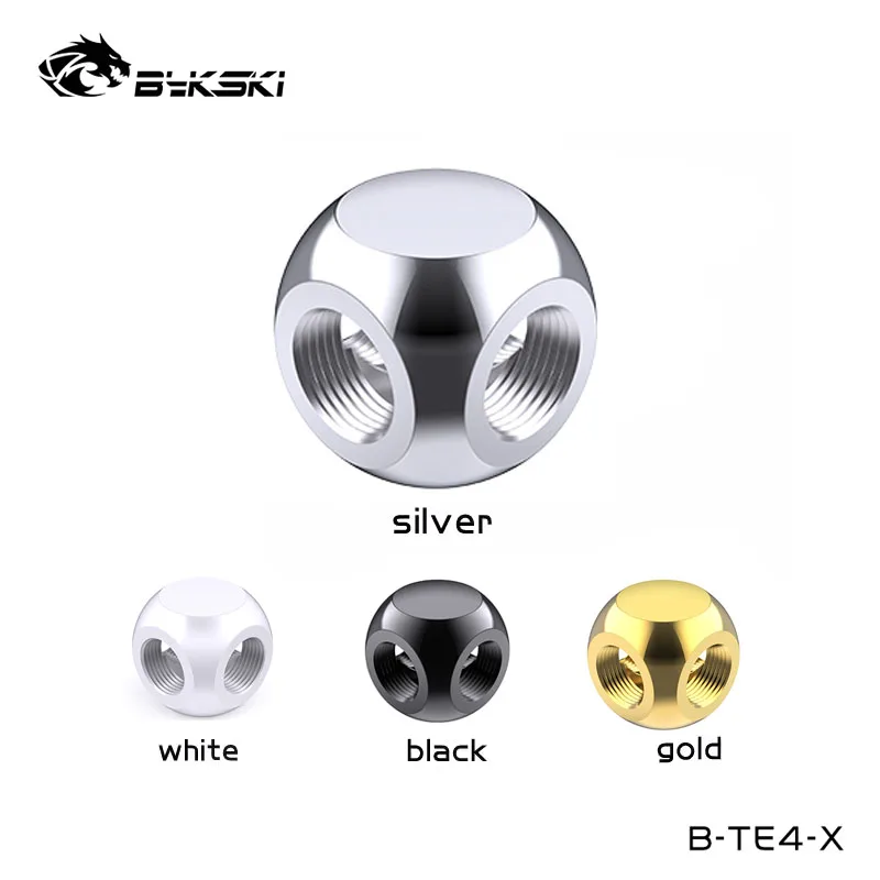 Bykski 4 Way Cubic Spliter  Fittings,Computer Split Liquid Loop Water Cooling Accessory,PC Connector,G1/4