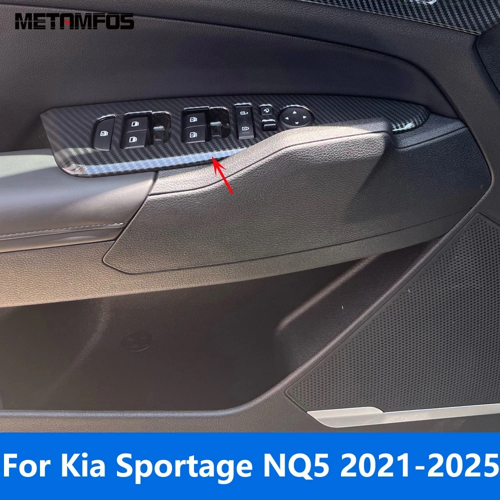 

Накладка переключателя подъема окна для Kia Sportage NQ5 2021-2024 2025, углеродное волокно, внутренняя дверь, подлокотник, рамка, аксессуары для интерьера