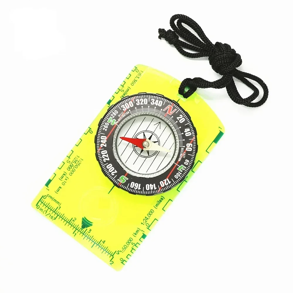 1PC Compass Scale Map Ruler Mirror Compass With Flip Multifunctional For Outdoor Hiking Camping Survival Guiding Tool Compass