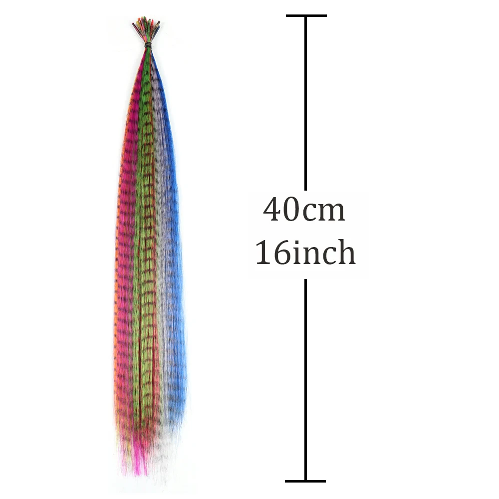 Synthetic Colored for Hair  Feather Extensions 20 30 40 50 Pieces Tip 16inch Synthetic Hairpiece Zebra Feather Hair Extensions