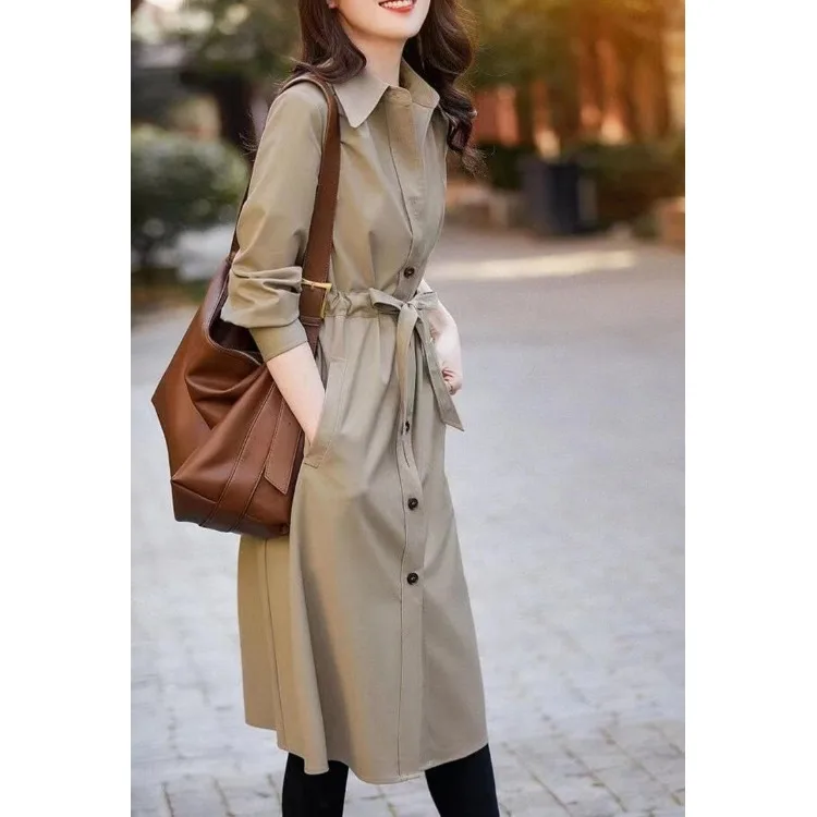 

Slim Fit Women's Spring Autumn New Sle Korean Version Coat Ele Personali Long Sve Polyester Fiber Outerwear