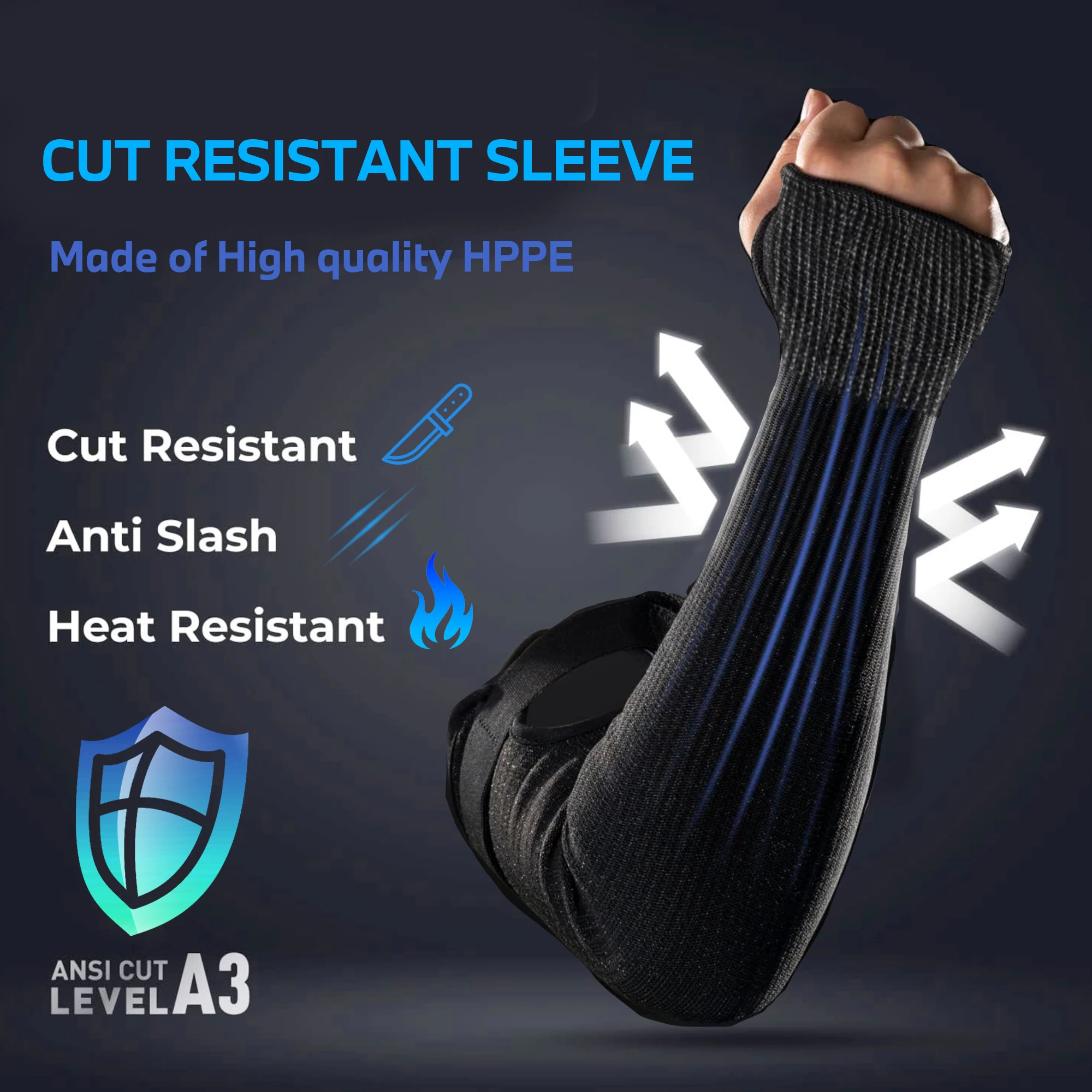 1 Pair Arm Sleeves Designed to Resist Cuts And Heat, Featuring Thumb Holes  for Welding, Barbecuing, Yard Work