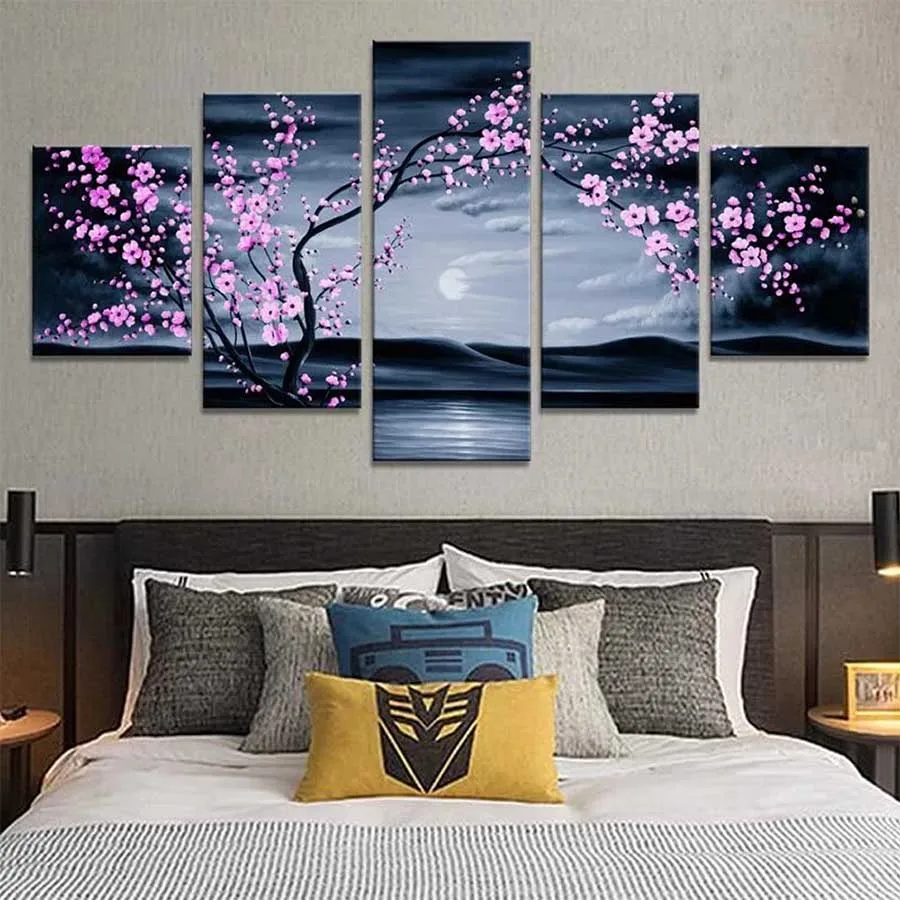 DIY Diamond Painting Flower Moon Tree Landscape Full Square Round Diamond Embroidery Cross Stitch  Mosaic Handmade Giftx5pcs