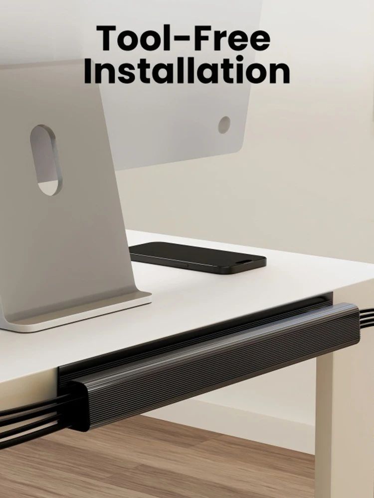 Organisateur de câbles de bureau, accessoires de gestion de câbles, protection de câbles blanche, sans perçage, plateau de gestion sous le bureau