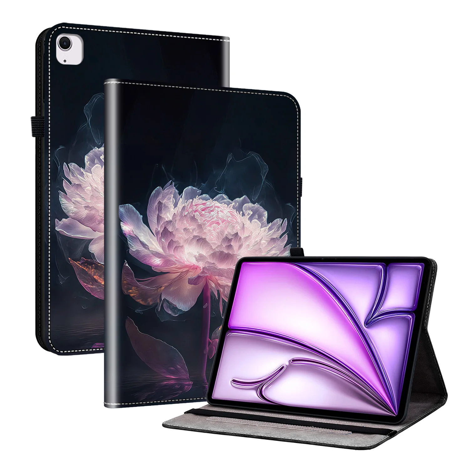 Etui ze stojakiem na iPad Air 13 11 2024 luksusowe ze skóry PU etui na iPad Pro 11 2024 5. Generacji gniazdo na karty TPU z powrotem