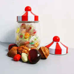 Festive Christmas Storage Jar in Transparent Red with Lid for Storing Nuts and Candies