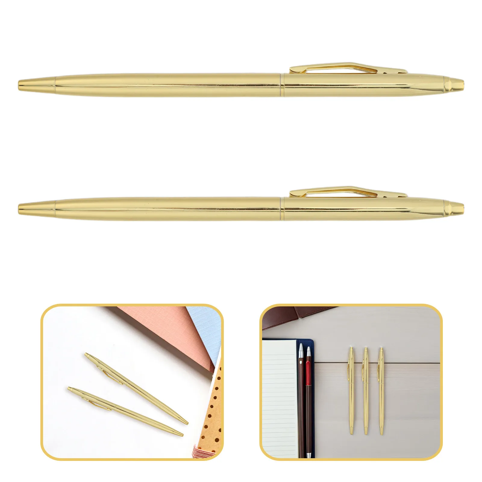 12Pcs Electroplated Metal Ballpoint Pens Black Ink Refillable Business Signature Pen Executive Desk Pen for Office School
