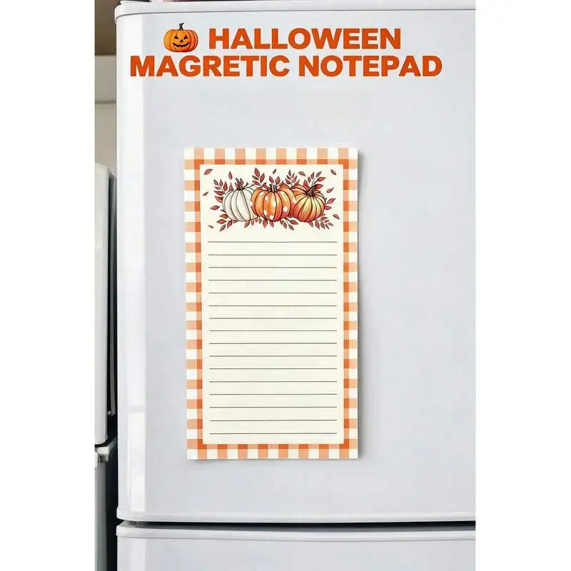 1pc Halloween Pumpkin Magnetic Memo Pad，Portable Tearable Refrigerator Message Board，Kitchen Office Holiday Memo Sticky Notes