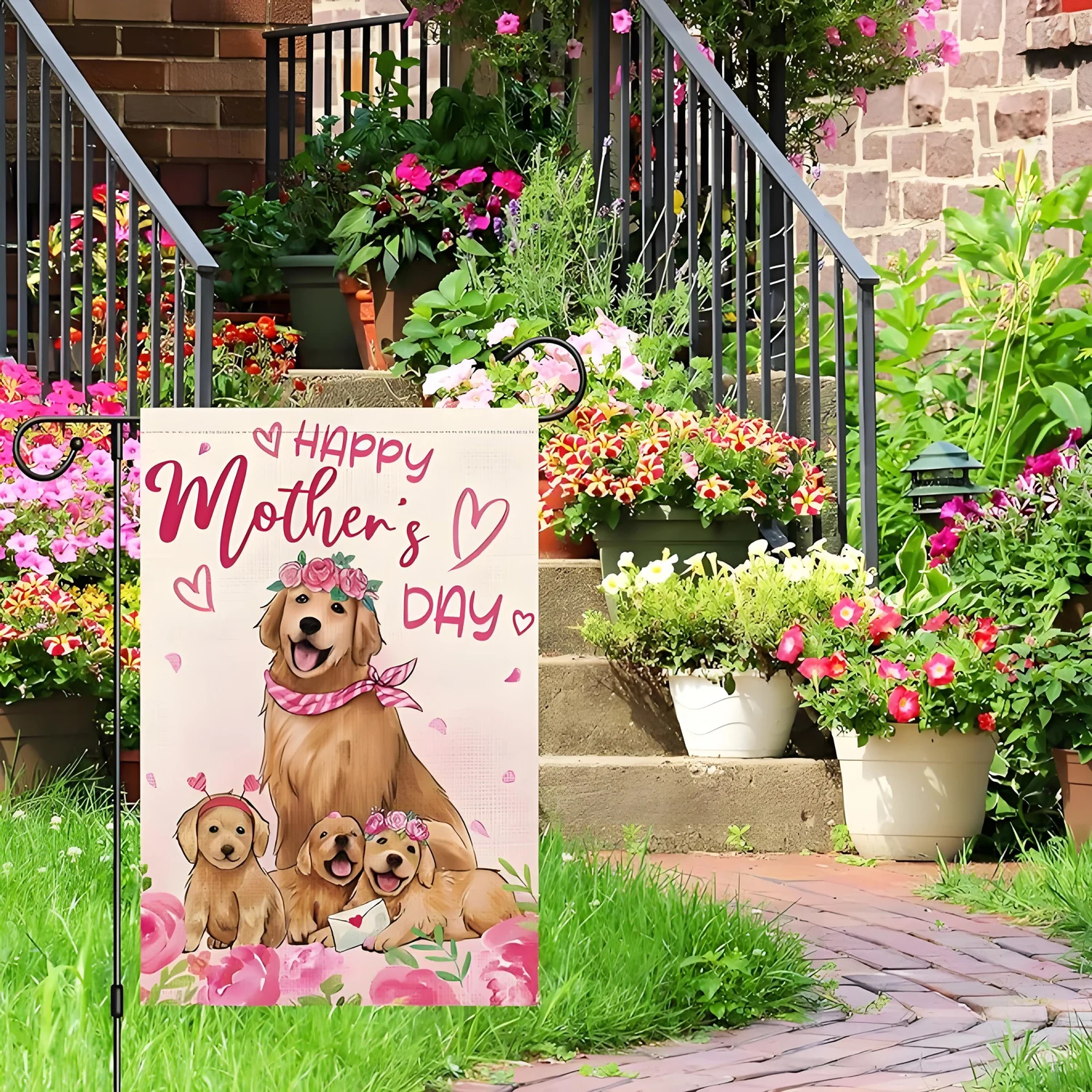 New Mother's Day Garden flags welcome holiday Animal Polyester Garden outdoor decorated garden flags view 5
