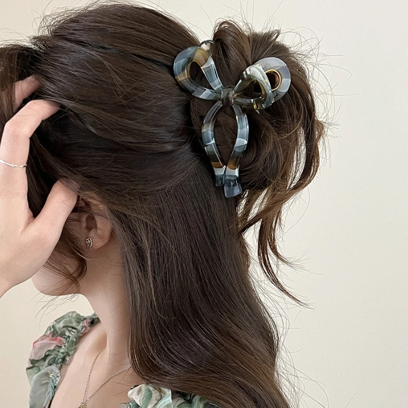 

Acrylic Bow Hair Claw Hair Styling Accessories for Women Solid Bowknot Ponytail Clip Girls Korean Shark Clip Barrettes Headbands