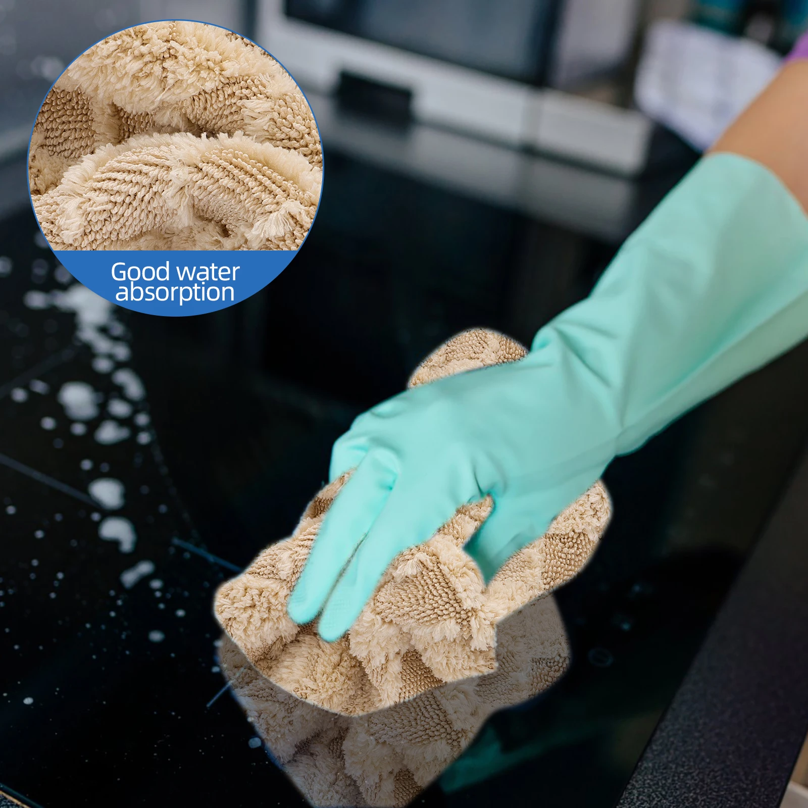 

2pcs Cleaning Cloths Absorbent Thickened Durable Wash Towel Quick Water Absorption Scratch Resistant Auto Cleaning Cloth Car