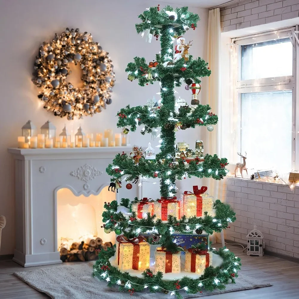 Christmas Tree, DIY Christmas Village Display Stand, Perfect for Showcasing Gifts and Adding Atmosphere To The Holiday Season