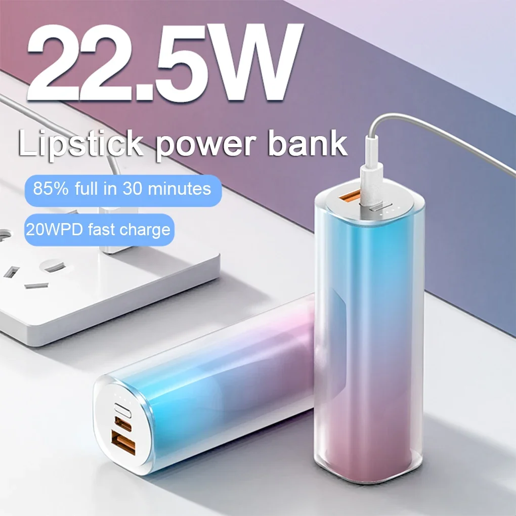 Mini batteria esterna da 5000 mAh (Power Bank) – Ricarica rapida USB-C 22,5 W, format tascabile per iPhone, Samsung, Xiaomi