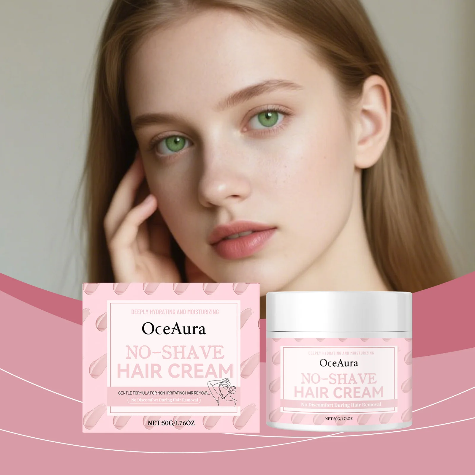 OceAura No Shave كريم إزالة الشعر فيتامين E إزالة الشعر غير المؤلم السلس الحساسة العناية بالبشرة زبدة الشيا إزالة كريم الشعر #1