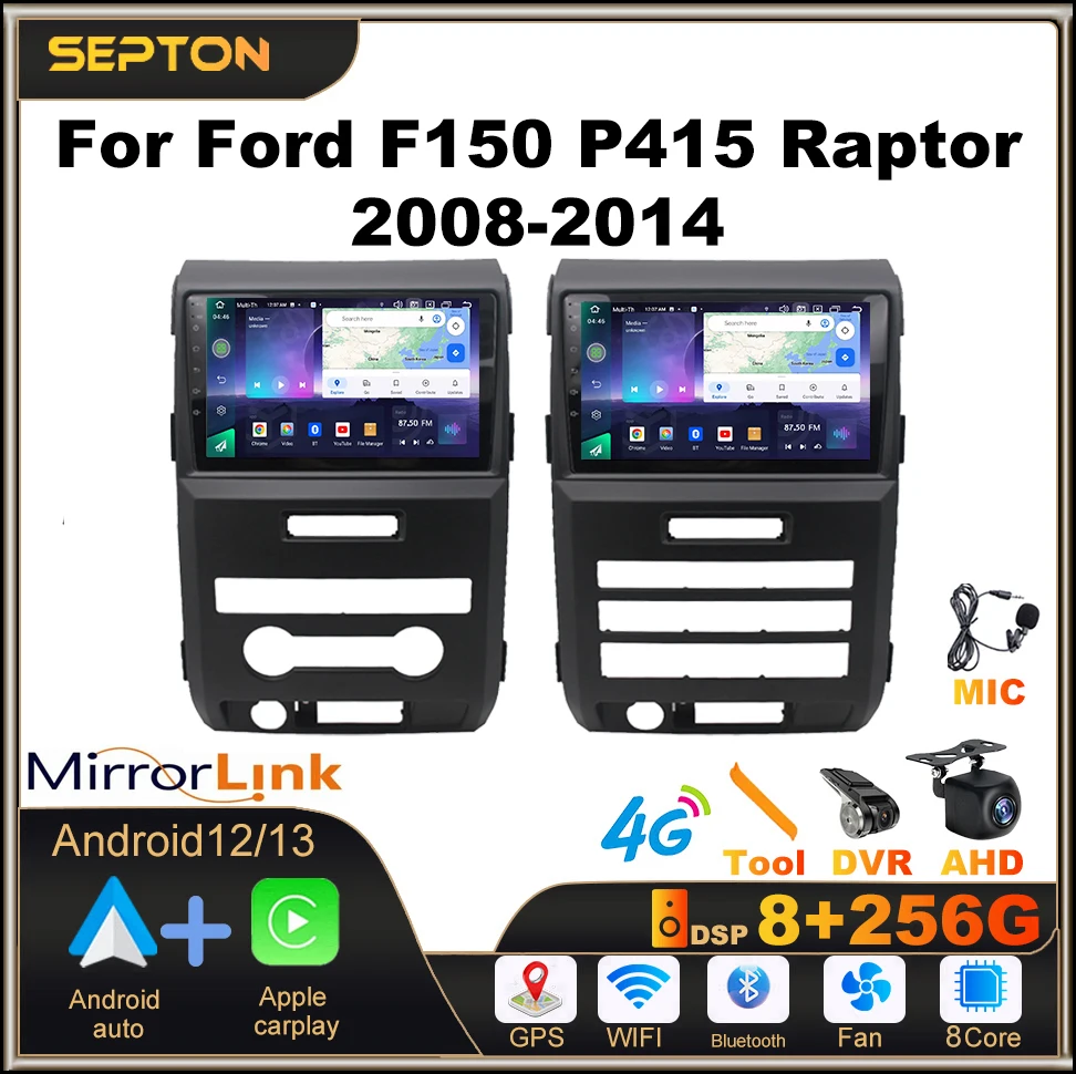 

SEPTON 8+128G Android 12 Car Stereo Radio for Ford F150 P415 Raptor 2008-2014 Carplay Multimedia Player GPS Head Unit Wifi 4G