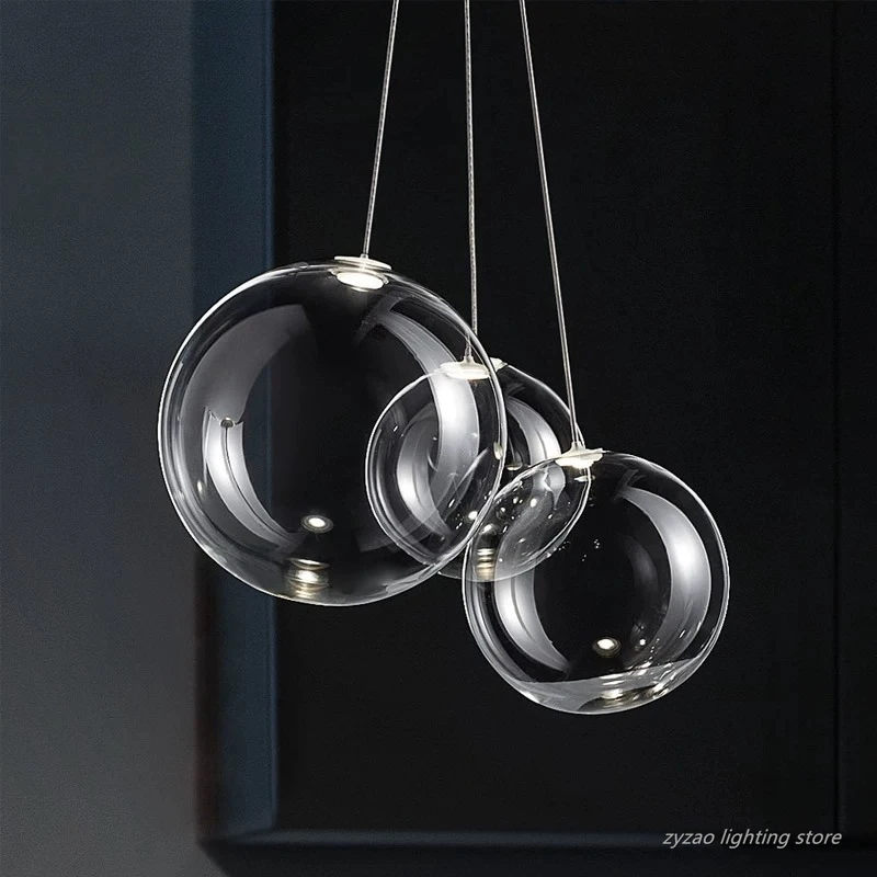 Nordic Simple Glass Ball Pendant Lights Living Room Restaurant Hanging Lights Fixture Modern Staircase Home Decor Pendant Lamps