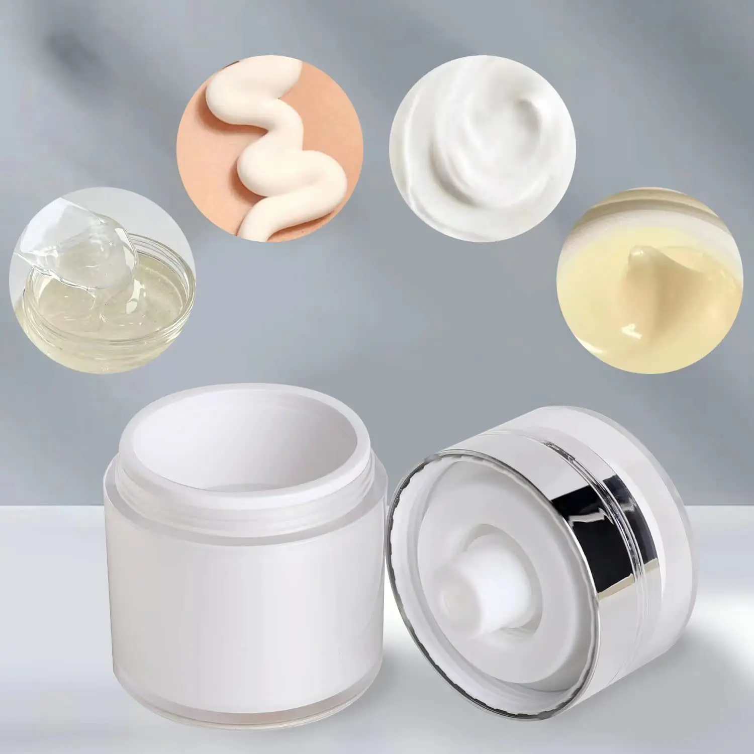 Reusable 0.5oz /1oz /1.7oz Empty Refillable Cosmetic Air Pump Jars Bottles Airless Lotion Cream Dispenser jar 15ml 30ml 50ml