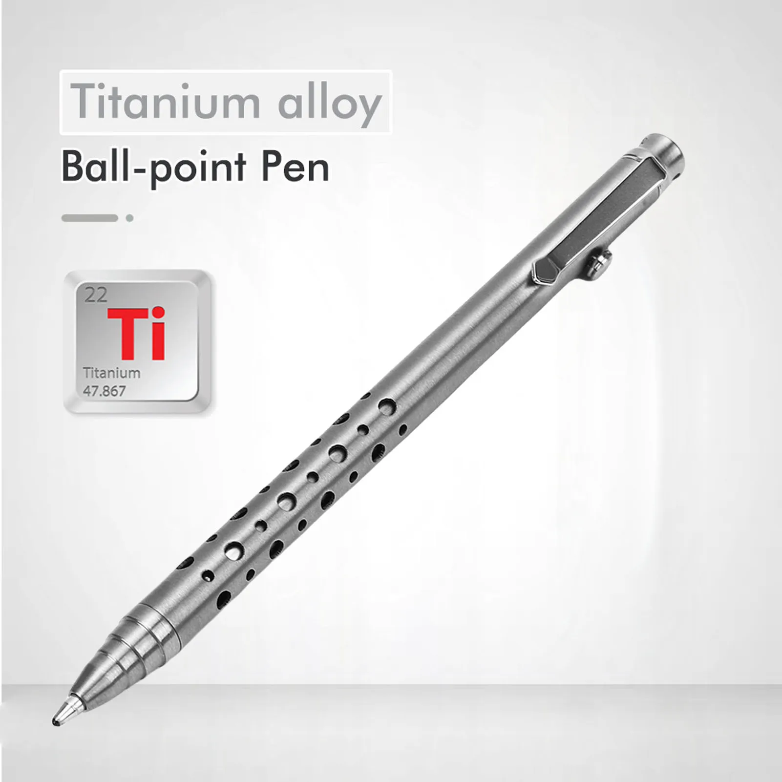 

Bolt Action Pen Ti Alloy Lightweight Portable Ballpoint Pen with Clip for Office Business School Portable Bolt Action Pen