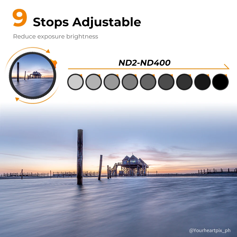 K&F Concept NANO-X ND2-ND400 Neutral Density Filter Unlimited Variable 8K HD With Adjustment Buckle Accurately Adjust Aperture