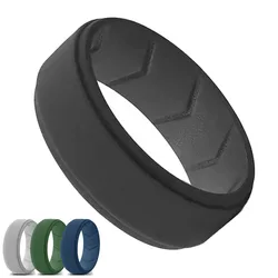 1pc Comfortable Silicone Men's Wedding Band with Breathability Grooves Single Ring Running Casual Wear Gift for Husband