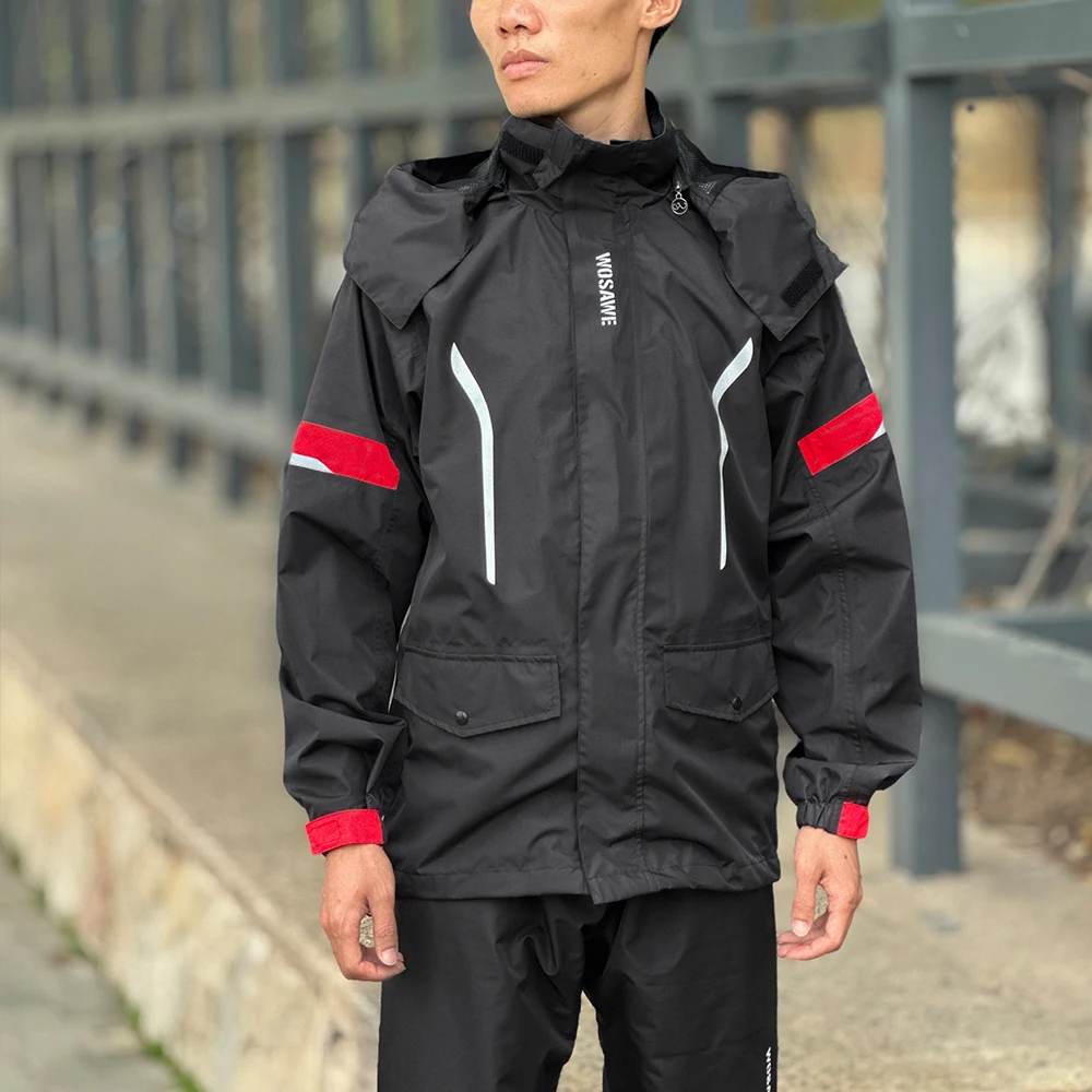 WOSAWE Men\'s Rain Jacket Rainproof Windbreaker Cycling Running Bike Bicycle Jersey Waterproof Breathable Cycle Clothing