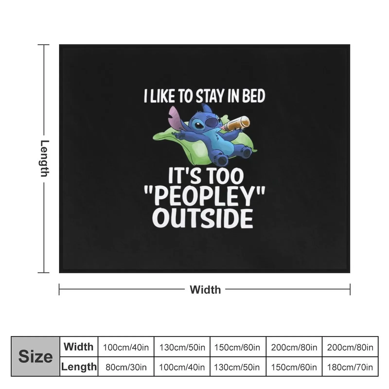 S t i t c h I Like To Stay In Bed It's Too Peopley Outside Throw Blanket Bed blankets and throws Camping wednesday Blankets