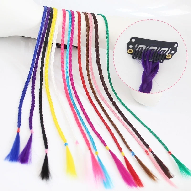 Wig female hair color hand-woven braid pigtail hair extension hair straight hair without hair extension color random