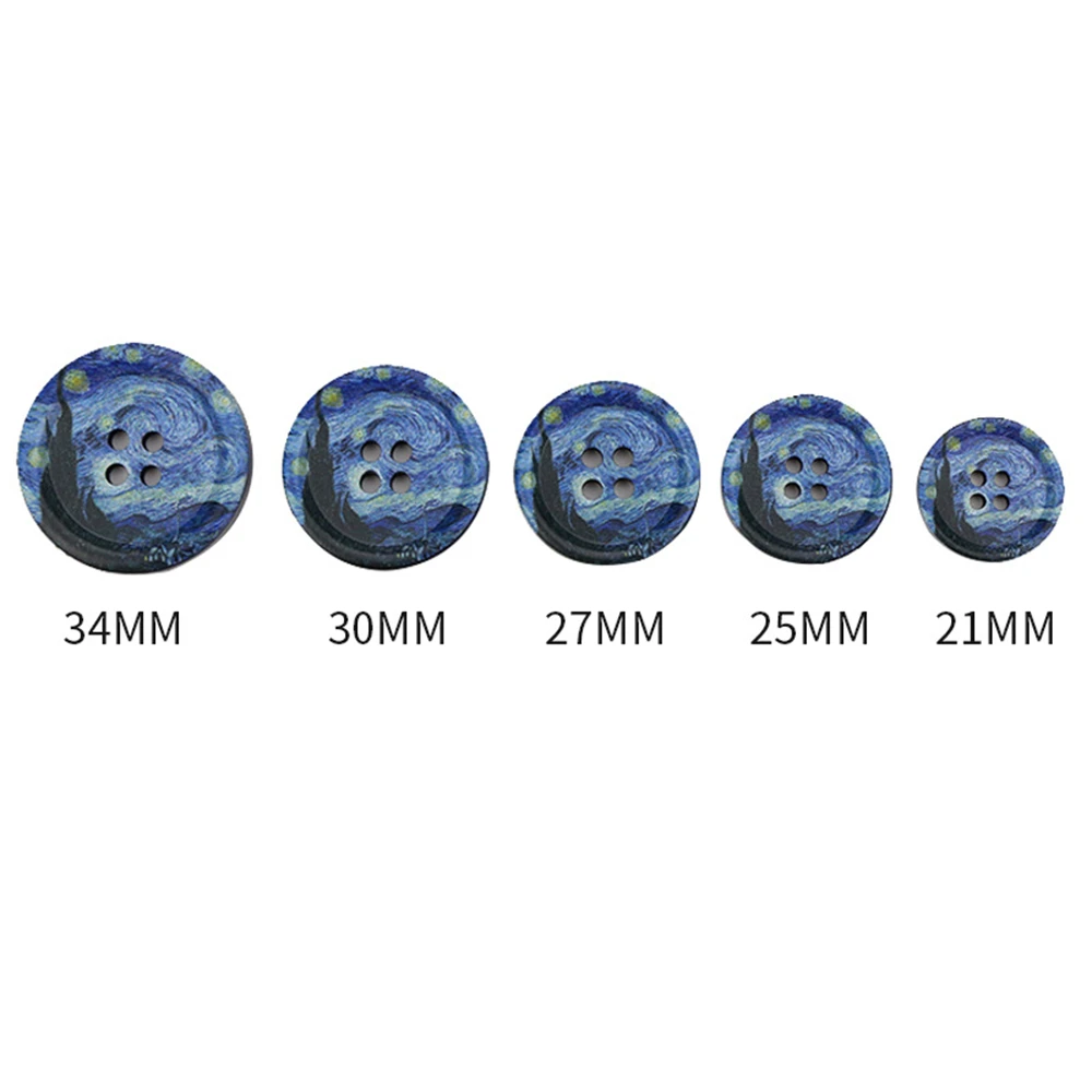 Gyanta Futam 4 holes Szállodai küldönc Táj nyomtatás 21mm-34mm DIY handmade Összevarrás kiegészítők számára Öltözés decorativa Szállodai küldönc Sportszer 5db