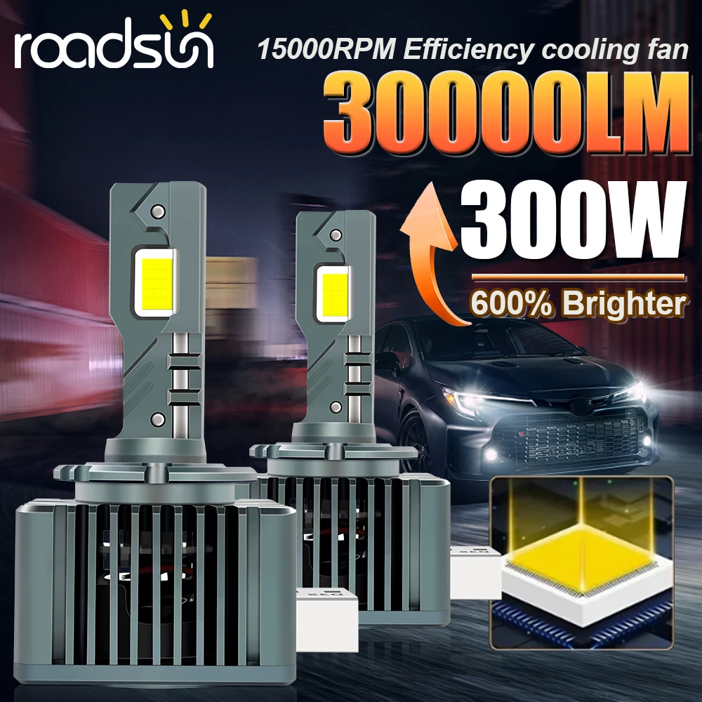 

Roadsun D1S D3S LED Headlights 1:1 Car Lamp Xenon HID 2 Copper Tube D2S D4S D1R D2R D3R D4R 30000LM Auto Bulbs CSP Chip 6000K