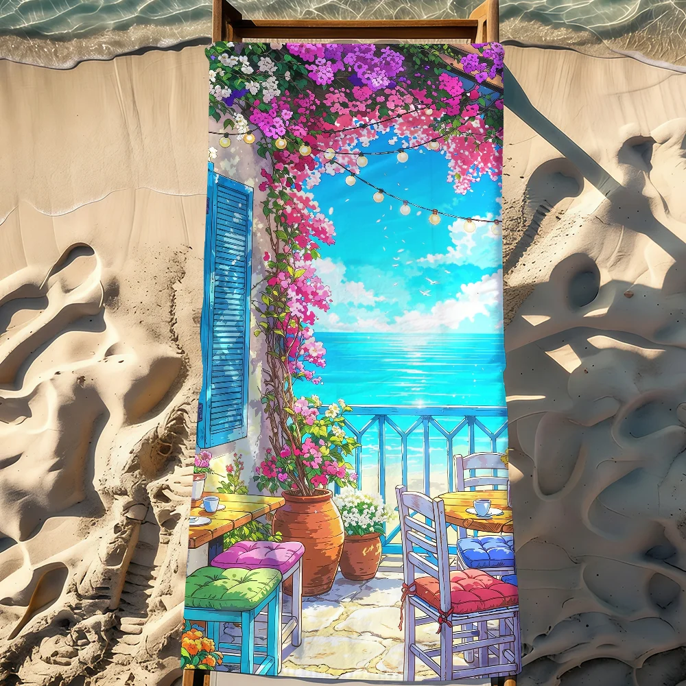 Art all these Summer Paintting Towel Sports Quick Dry Travel Camping Gear Sandproof Soft Light Large Beach Towel