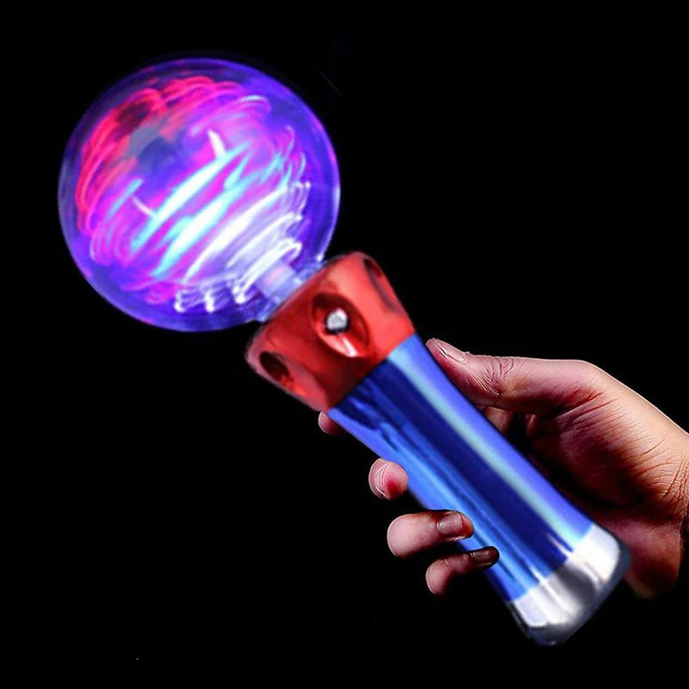 7.8 Inch Thrilling Spinning Light Show Classroom Prizes Light Up Magic Ball Toy Wand Plastic LED Wand Stocking Stuffers for Kids
