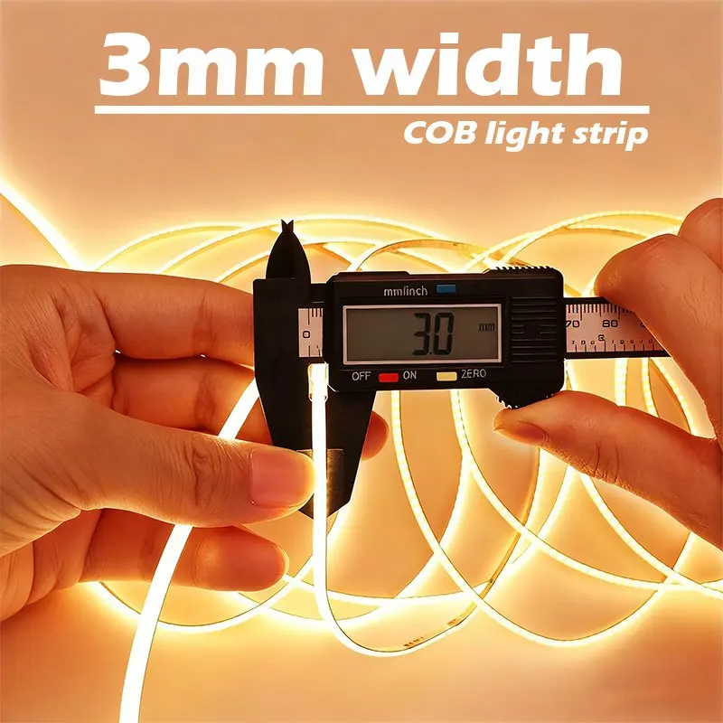 3mm Ultra Thin Flexible LED Tape 5V USB COB LED Strip Dotless Lighting for Home Decor