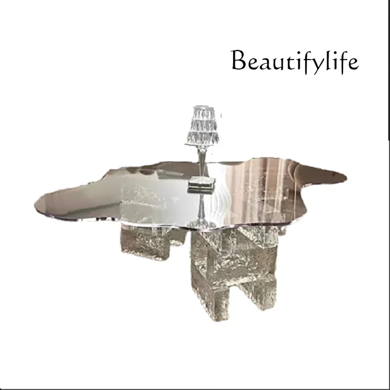 

BJ ZL Modern Luxury Coffee Table Cloud Shape Design Glass Living Room Coffee Table Unique Glam Table Basse Pour Salon