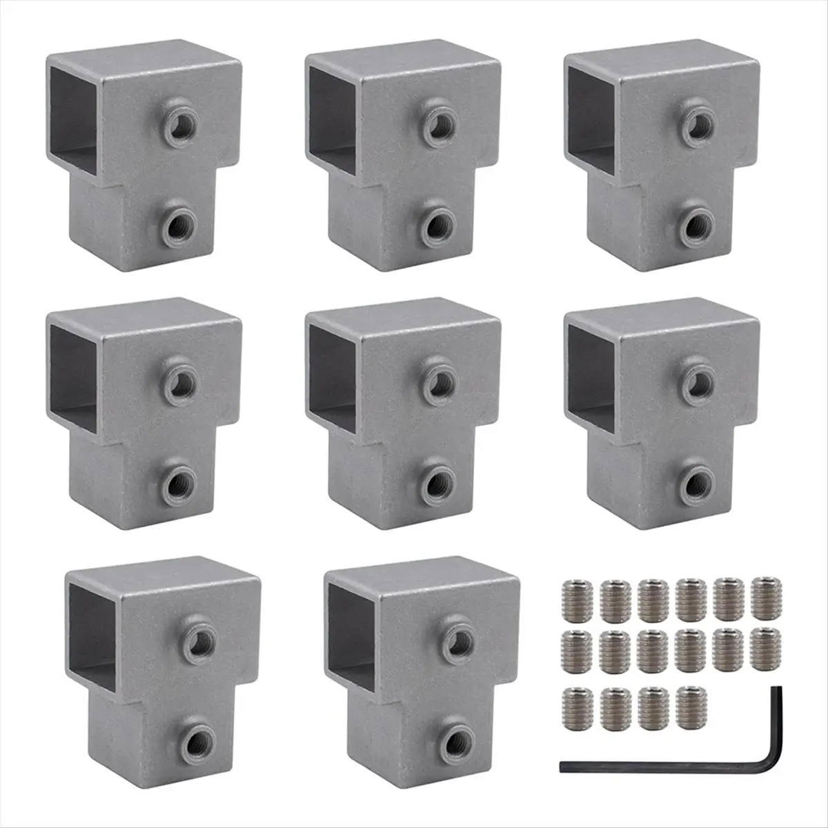 8 PCS 1In/25 mm Square Tube Connector, 3-Way Pipe Fitting Connector Aluminum Alloy Tee Chain End Rails Clamps A