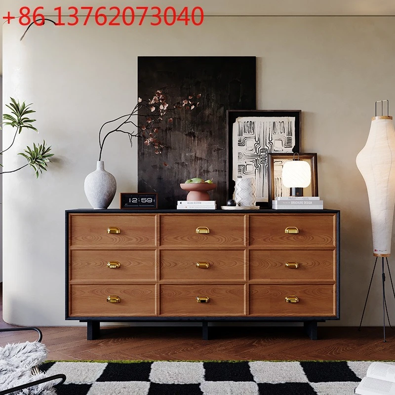 Medieval style living room French storage porch cabinet storage solid wood bedroom retro bedside cabinet