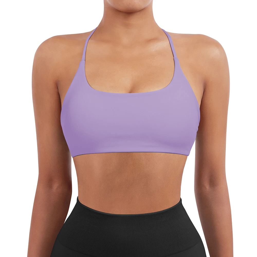 Women Sports Bra Criss Cross Backless Yoga Bra Shockproof Seamless Sexy Strappy Bralette for Yoga Pilates Workout Bra