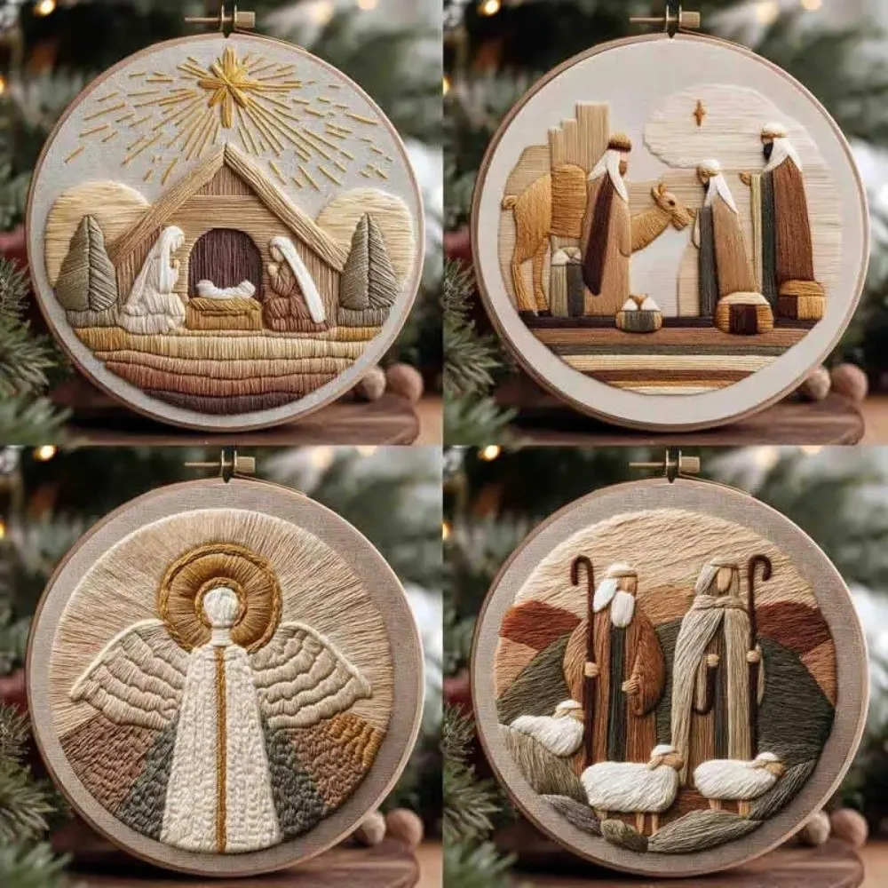 Christmas Cross Stitch Nativity Scene Embroidery Kit Non-finished Products DIY DIY Religious Vintage Embroidery Handmade