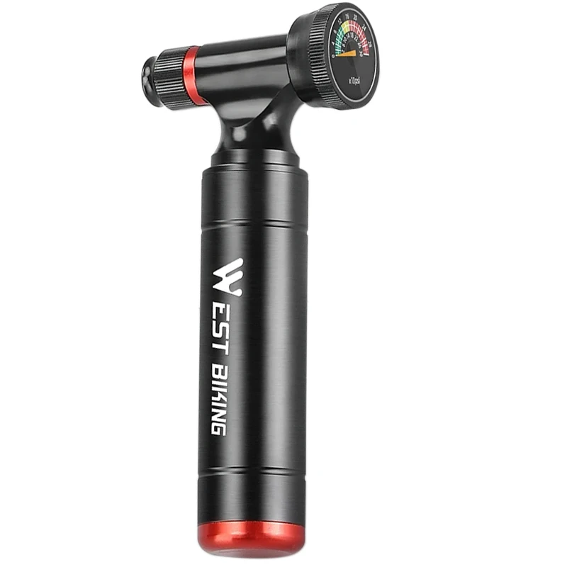 

Велосипедный воздушный насос CO2, накачка шин с барометром, портативный MTB шоссейный велосипед, быстрая накачка, адаптер Schrader Presta