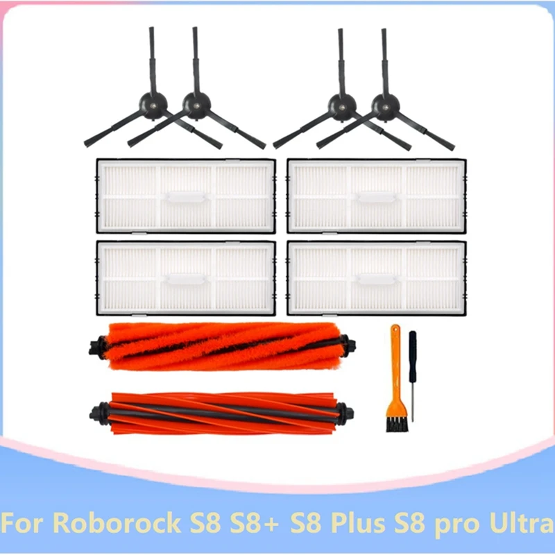 12PCS For Roborock Roborock S8 S8+ S8 Pro Ultra S8 Plus Robot Vacuum Cleaner Parts Dual Main Side Brush HEPA Filter