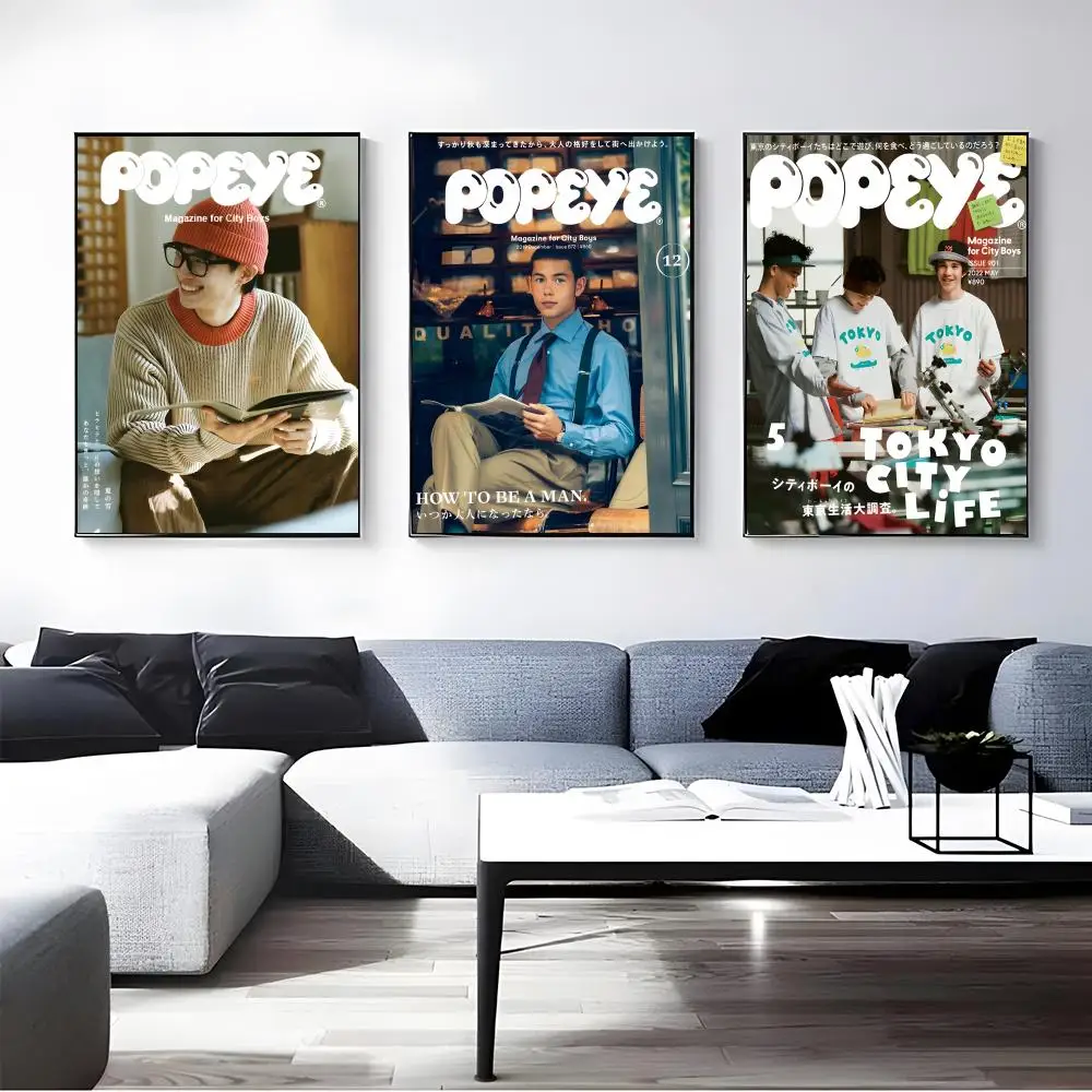 Magazine P-POPEYE Magazine Poster Self-adhesive Art Waterproof Paper Sticker Coffee House Bar Room Wall Decor