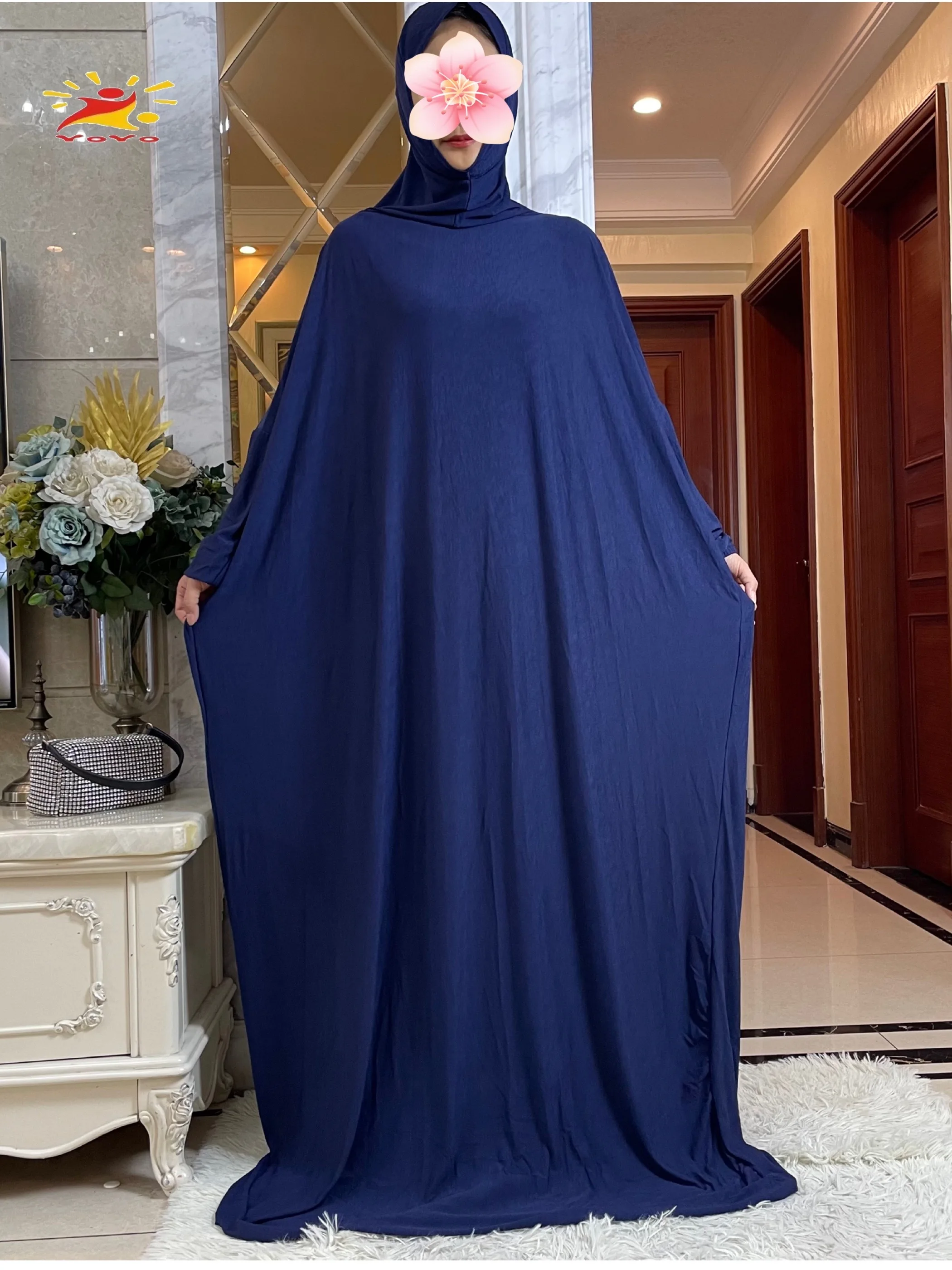 Eid Hooded Muslim Women Hijabs Dress Prayer Garment  Ramadan Eid Solid Color Ice Silk Fabric Full Cover  Islam Dubai Modest Robe