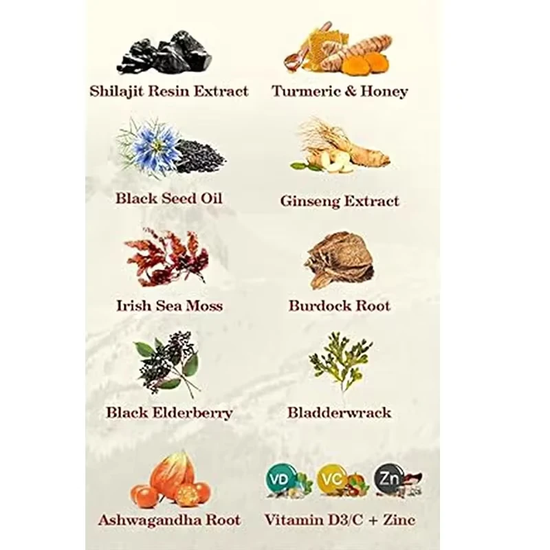 تحتوي مكملات الأعشاب البحرية الأيرلندية من الراتنج Shilajit على 60 كبسولة من زيت البذور السوداء والجينسنغ والباذنجان الجنوبي والزنجبيل في جنوب أفريقيا