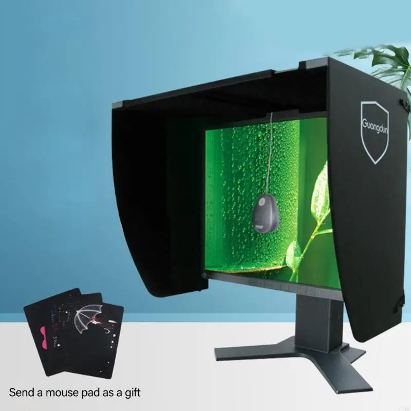 C90F Desktop Monitor Light Shield Reflection Screen Protetive Ajustável 41-69cm Largura para exibição 27 polegadas